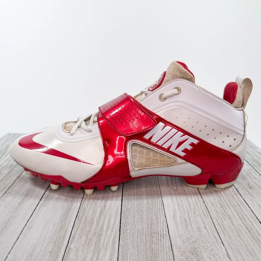 Nike Huarache 3 Lacrosse Cleats - White‎ Red - Style 469730-160 - Men's Size 13